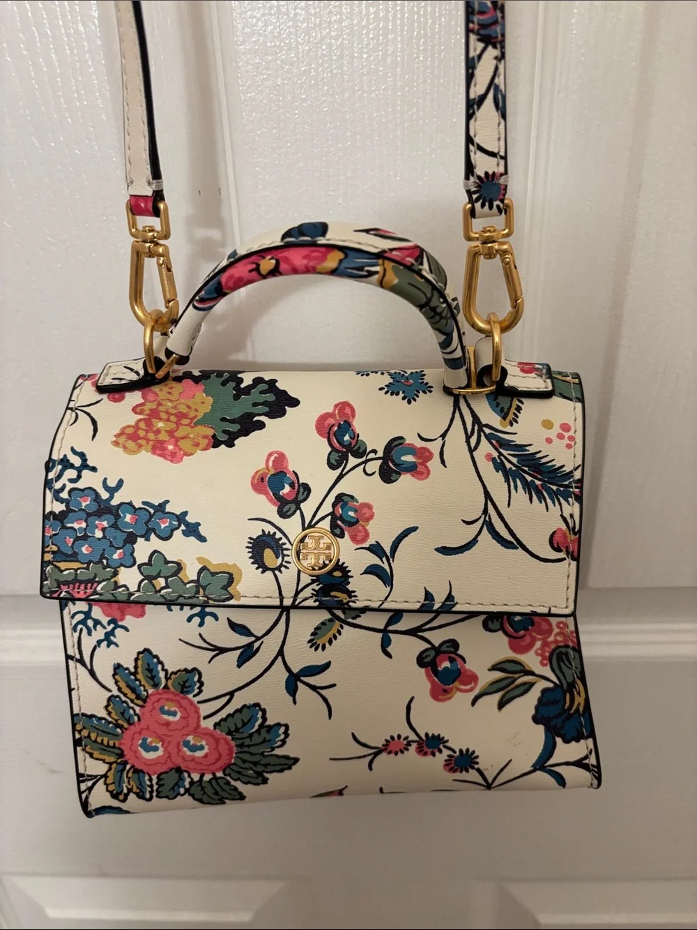 Tory Burch Gabriella floral small satchel bag nwt